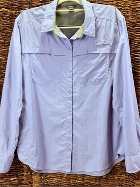 Eddie Bauer Mountain Ripstock M Blue Shirt Fishing Camping Outdoors